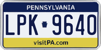 PA license plate LPK9640