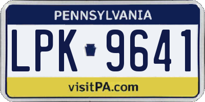 PA license plate LPK9641