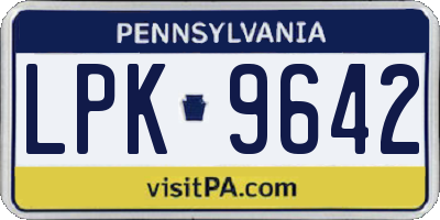PA license plate LPK9642