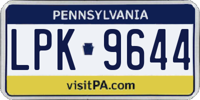 PA license plate LPK9644