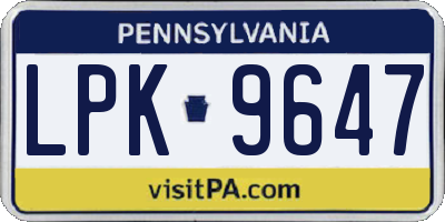 PA license plate LPK9647
