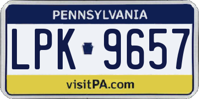 PA license plate LPK9657