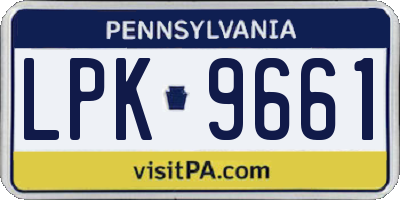 PA license plate LPK9661