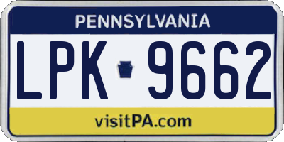 PA license plate LPK9662