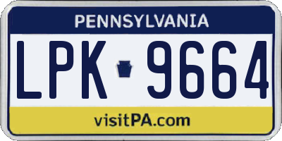 PA license plate LPK9664