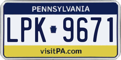 PA license plate LPK9671