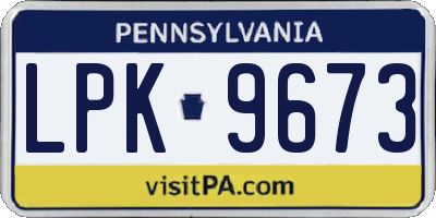 PA license plate LPK9673