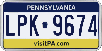 PA license plate LPK9674