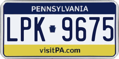 PA license plate LPK9675