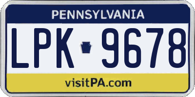 PA license plate LPK9678