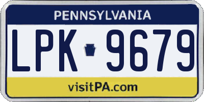 PA license plate LPK9679