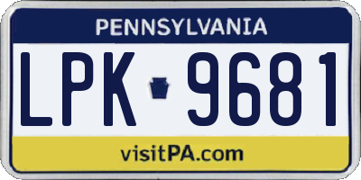 PA license plate LPK9681