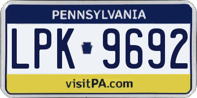 PA license plate LPK9692