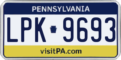 PA license plate LPK9693