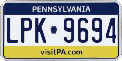 PA license plate LPK9694