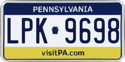 PA license plate LPK9698