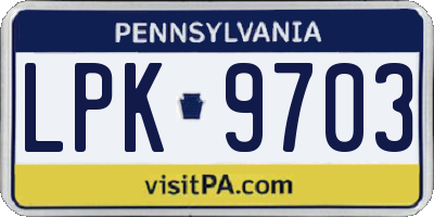 PA license plate LPK9703