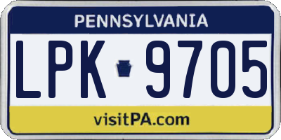 PA license plate LPK9705