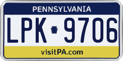 PA license plate LPK9706
