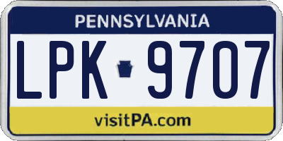 PA license plate LPK9707