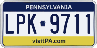 PA license plate LPK9711