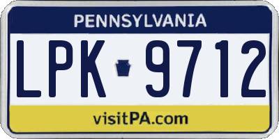 PA license plate LPK9712