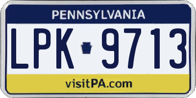 PA license plate LPK9713