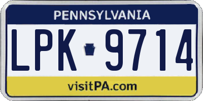 PA license plate LPK9714
