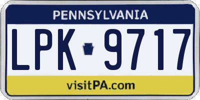PA license plate LPK9717