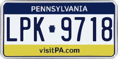 PA license plate LPK9718