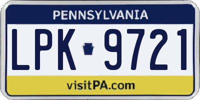 PA license plate LPK9721