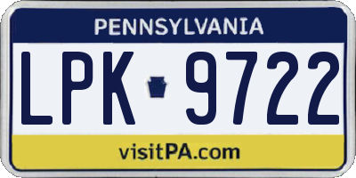 PA license plate LPK9722