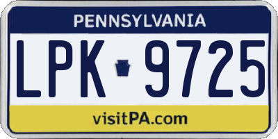 PA license plate LPK9725