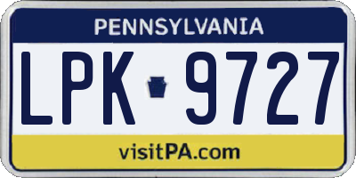PA license plate LPK9727