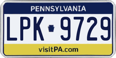 PA license plate LPK9729