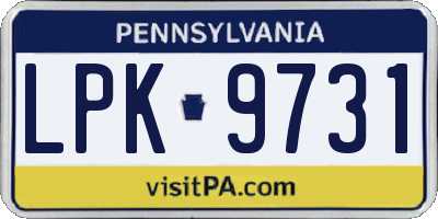 PA license plate LPK9731