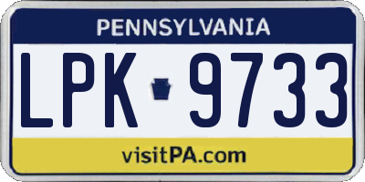 PA license plate LPK9733
