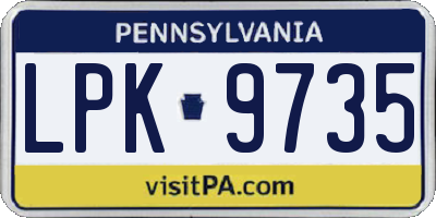 PA license plate LPK9735