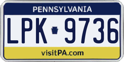 PA license plate LPK9736