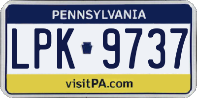 PA license plate LPK9737
