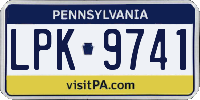 PA license plate LPK9741