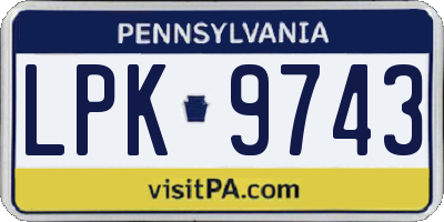 PA license plate LPK9743