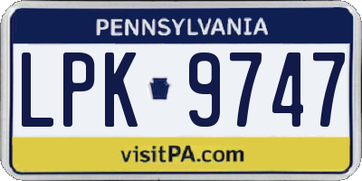 PA license plate LPK9747