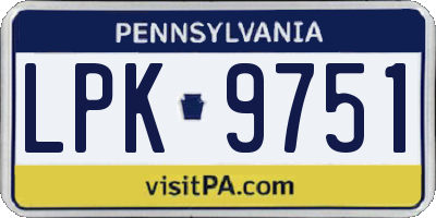 PA license plate LPK9751