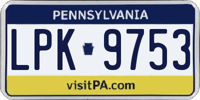 PA license plate LPK9753