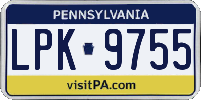 PA license plate LPK9755