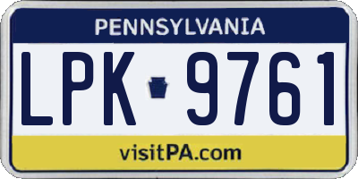 PA license plate LPK9761