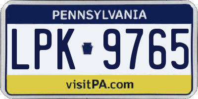 PA license plate LPK9765