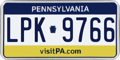 PA license plate LPK9766