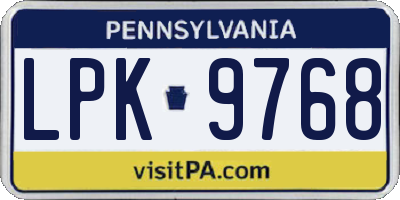 PA license plate LPK9768